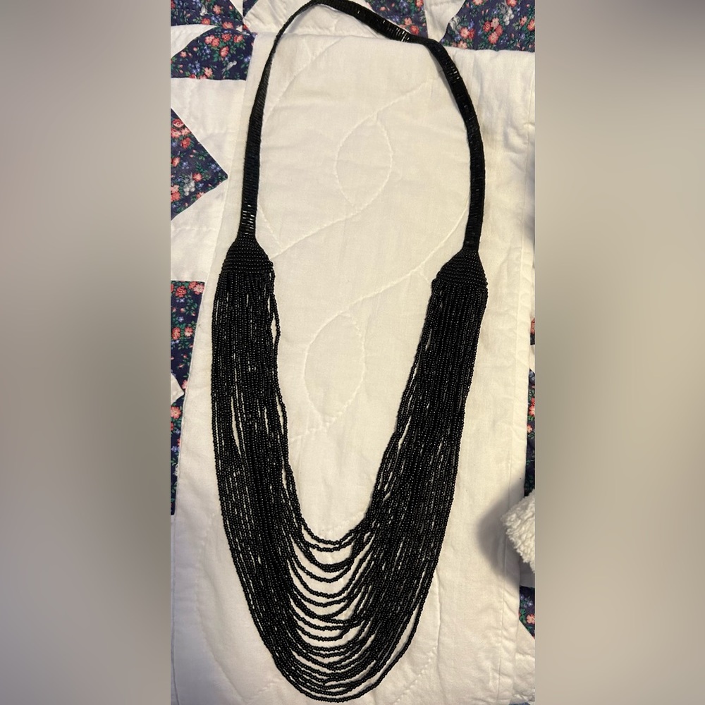 Black Beaded Necklace, blue one for sale also
